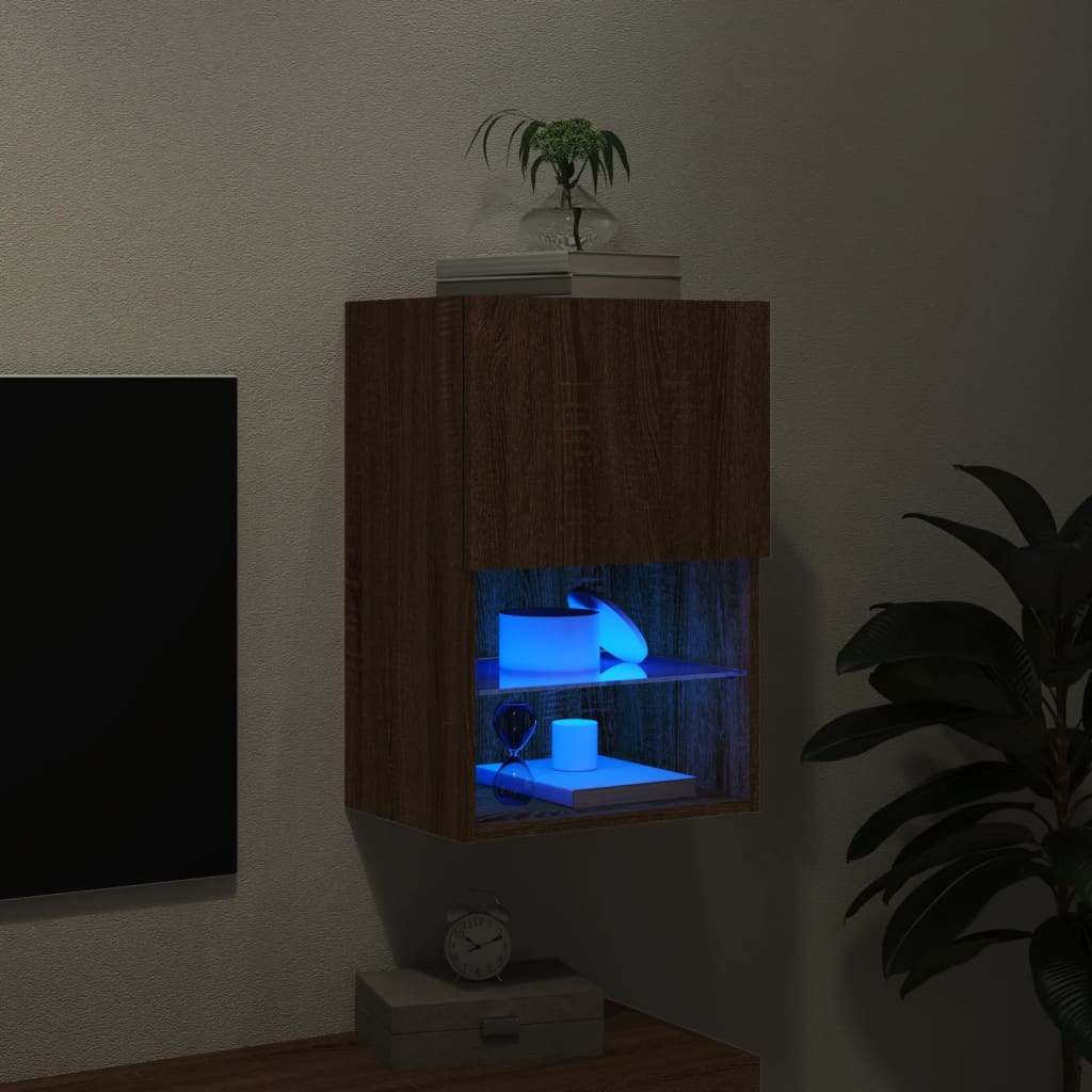 Comodă TV cu lumini LED, stejar maro, 40,5x30x60 cm - Lando