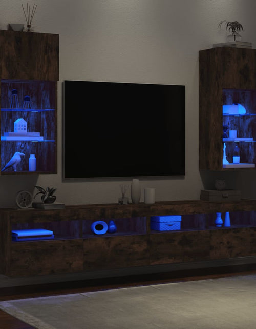 Загрузите изображение в средство просмотра галереи, Comode TV cu lumini LED, stejar fumuriu, 40,5x30x90 cm - Lando
