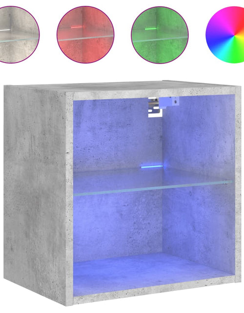 Загрузите изображение в средство просмотра галереи, Noptiere cu lumini LED montate pe perete, 2 buc., gri beton - Lando
