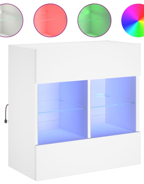 Încărcați imaginea în vizualizatorul Galerie, Comodă TV de perete cu lumini LED, alb, 58,5x30x60,5 cm - Lando
