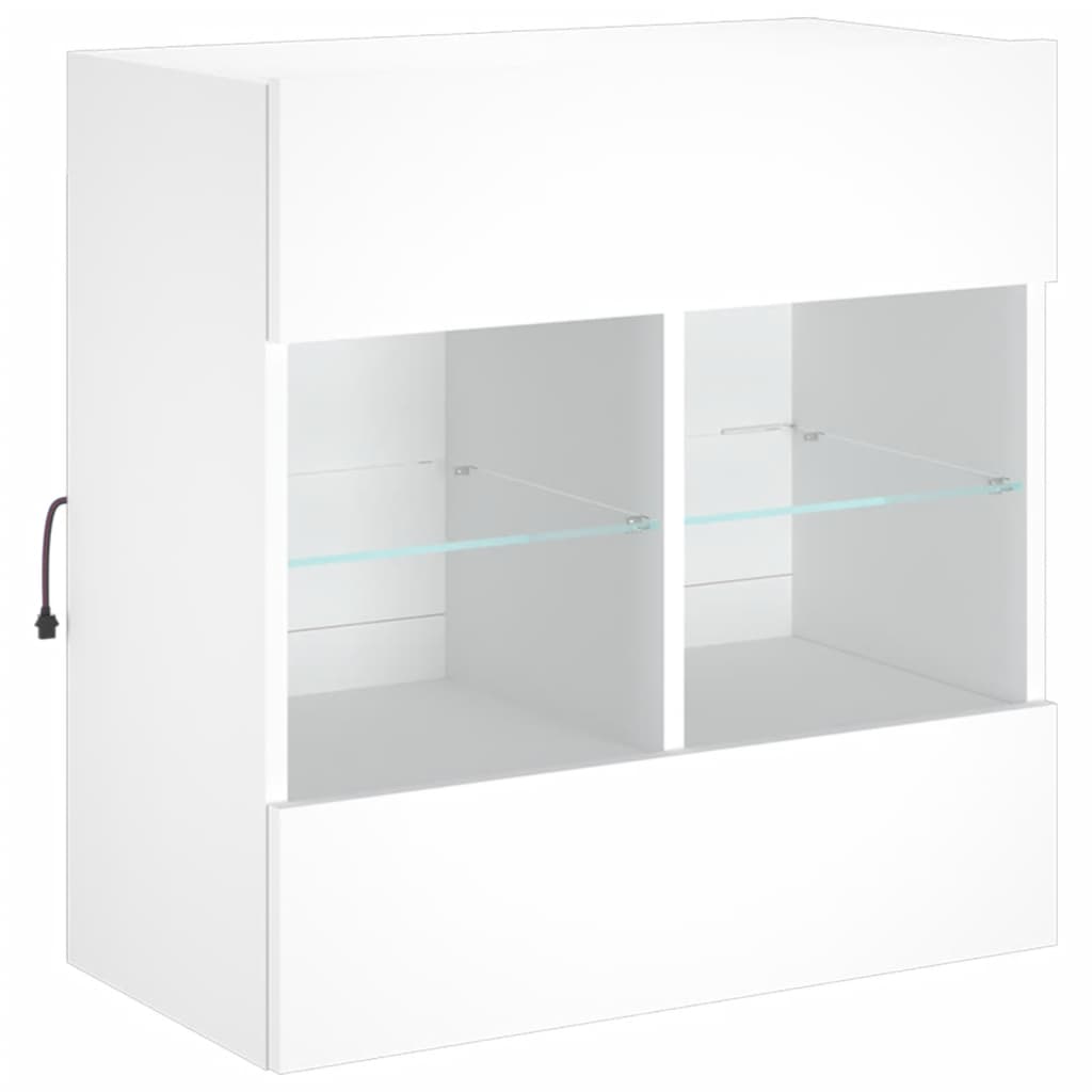 Comodă TV de perete cu lumini LED, alb, 58,5x30x60,5 cm - Lando