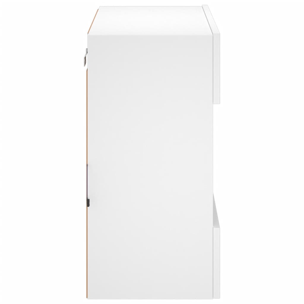 Comodă TV de perete cu lumini LED, alb, 58,5x30x60,5 cm - Lando