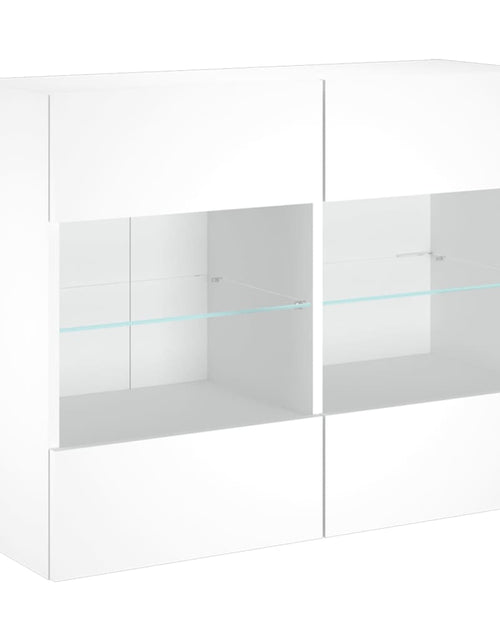 Загрузите изображение в средство просмотра галереи, Comodă TV de perete cu lumini LED, alb, 78,5x30x60,5 cm - Lando
