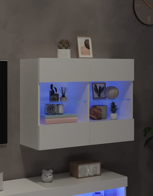 Încărcați imaginea în vizualizatorul Galerie, Comodă TV de perete cu lumini LED, alb, 78,5x30x60,5 cm - Lando
