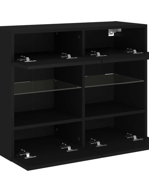 Încărcați imaginea în vizualizatorul Galerie, Comodă TV de perete cu lumini LED, negru, 78,5x30x60,5 cm - Lando
