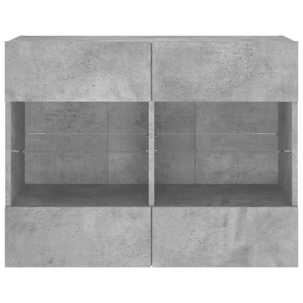 Comodă TV de perete cu lumini LED, gri beton, 78,5x30x60,5 cm - Lando