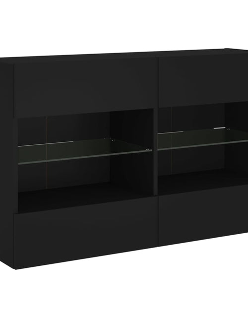 Загрузите изображение в средство просмотра галереи, Comodă TV de perete cu lumini LED, negru, 98,5x30x60,5 cm - Lando
