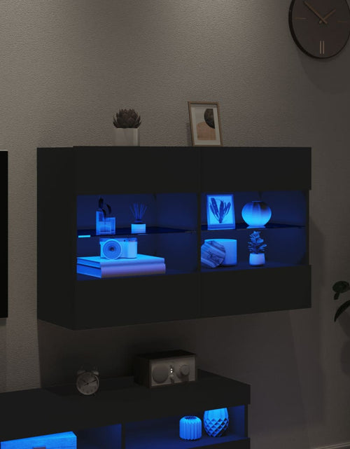 Încărcați imaginea în vizualizatorul Galerie, Comodă TV de perete cu lumini LED, negru, 98,5x30x60,5 cm - Lando
