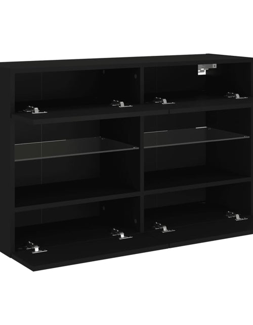 Загрузите изображение в средство просмотра галереи, Comodă TV de perete cu lumini LED, negru, 98,5x30x60,5 cm - Lando
