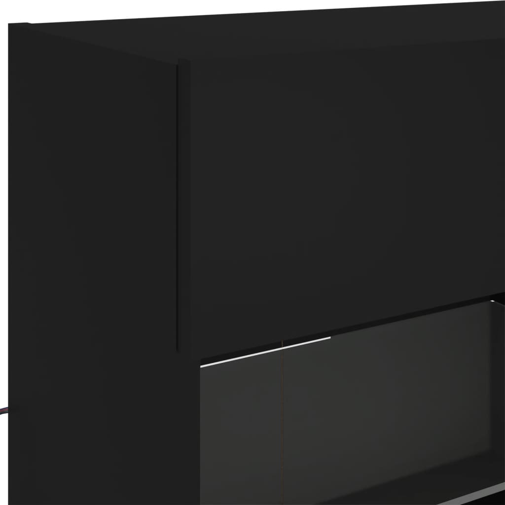 Comodă TV de perete cu lumini LED, negru, 98,5x30x60,5 cm - Lando