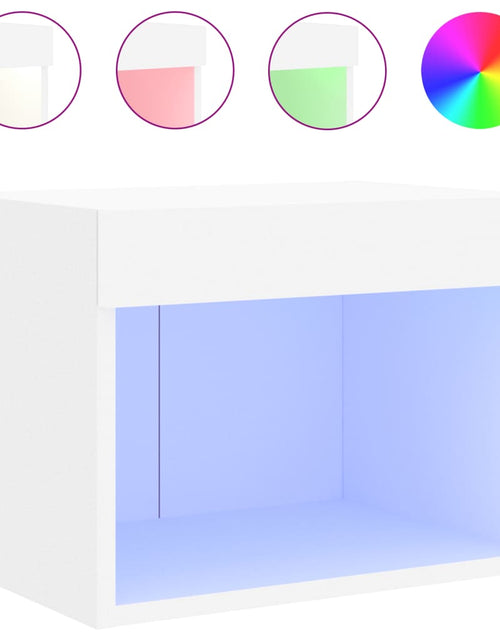 Încărcați imaginea în vizualizatorul Galerie, Noptieră cu lumini LED montată pe perete, alb - Lando
