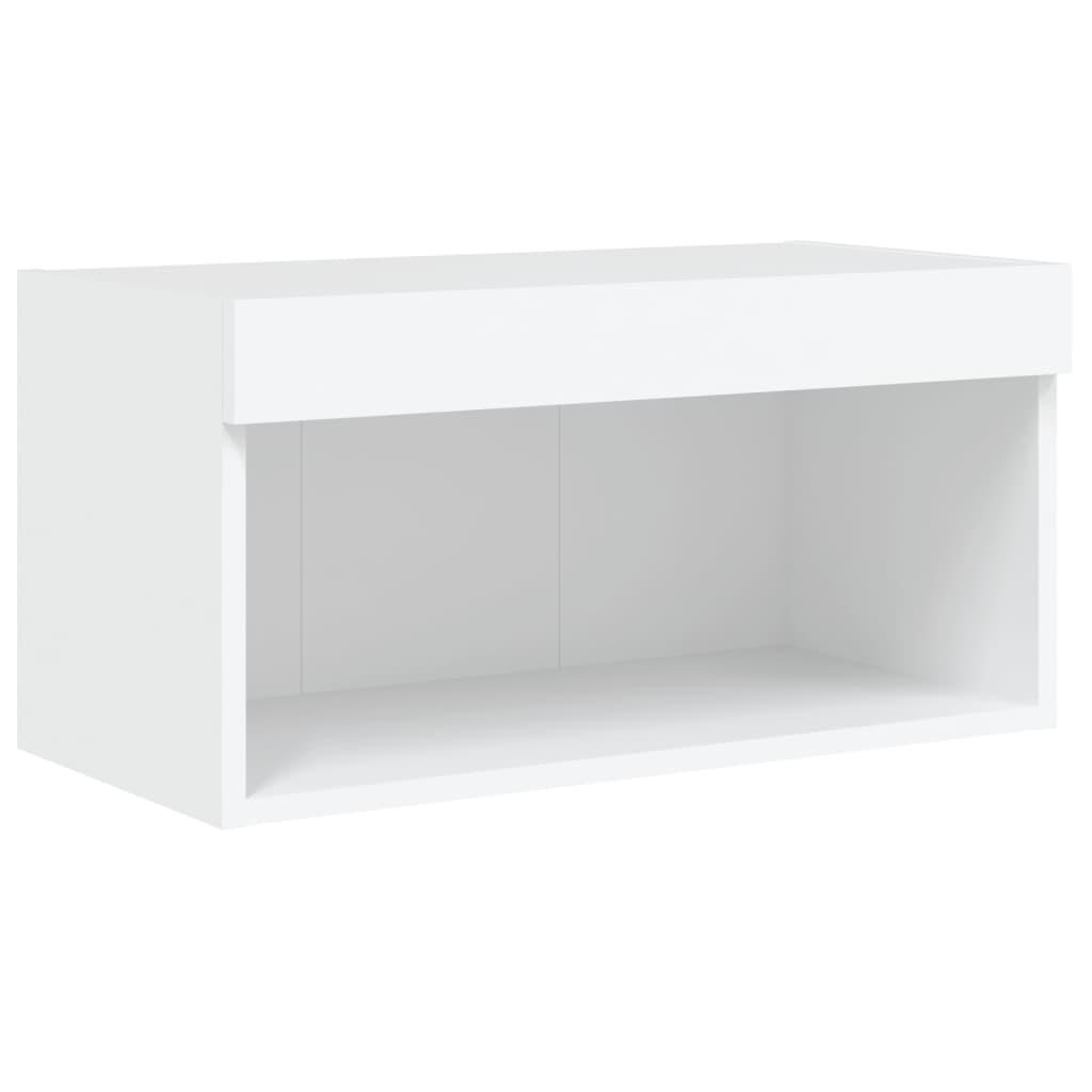 Comodă TV cu lumini LED, alb, 60x30x30 cm - Lando