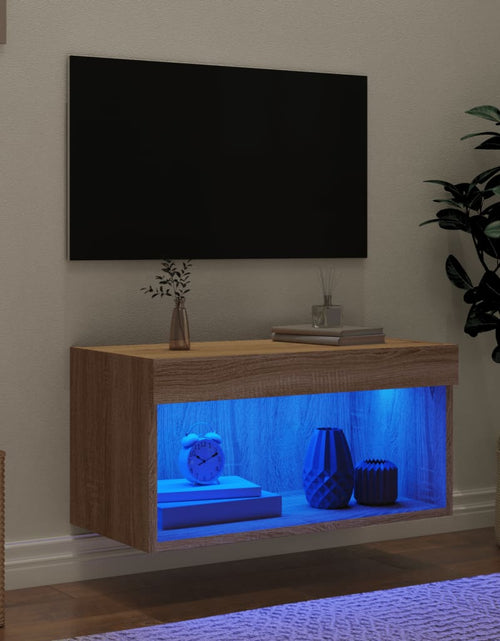 Încărcați imaginea în vizualizatorul Galerie, Comodă TV cu lumini LED, stejar sonoma, 60x30x30 cm - Lando
