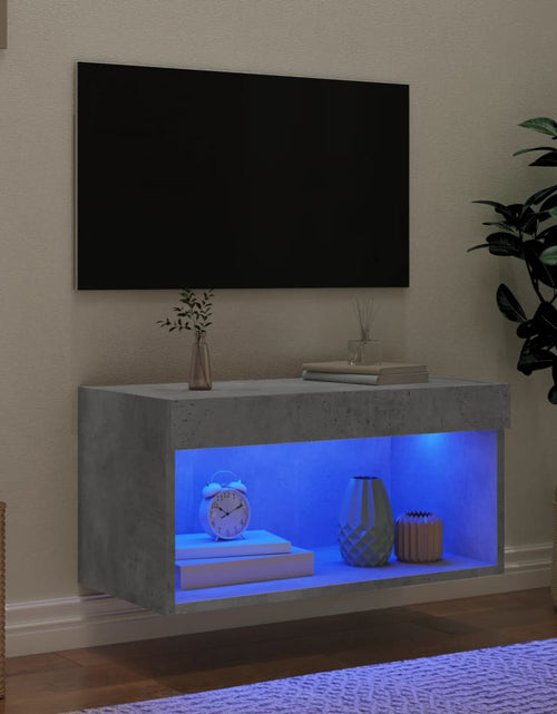 Încărcați imaginea în vizualizatorul Galerie, Comodă TV cu lumini LED, gri beton, 60x30x30 cm - Lando
