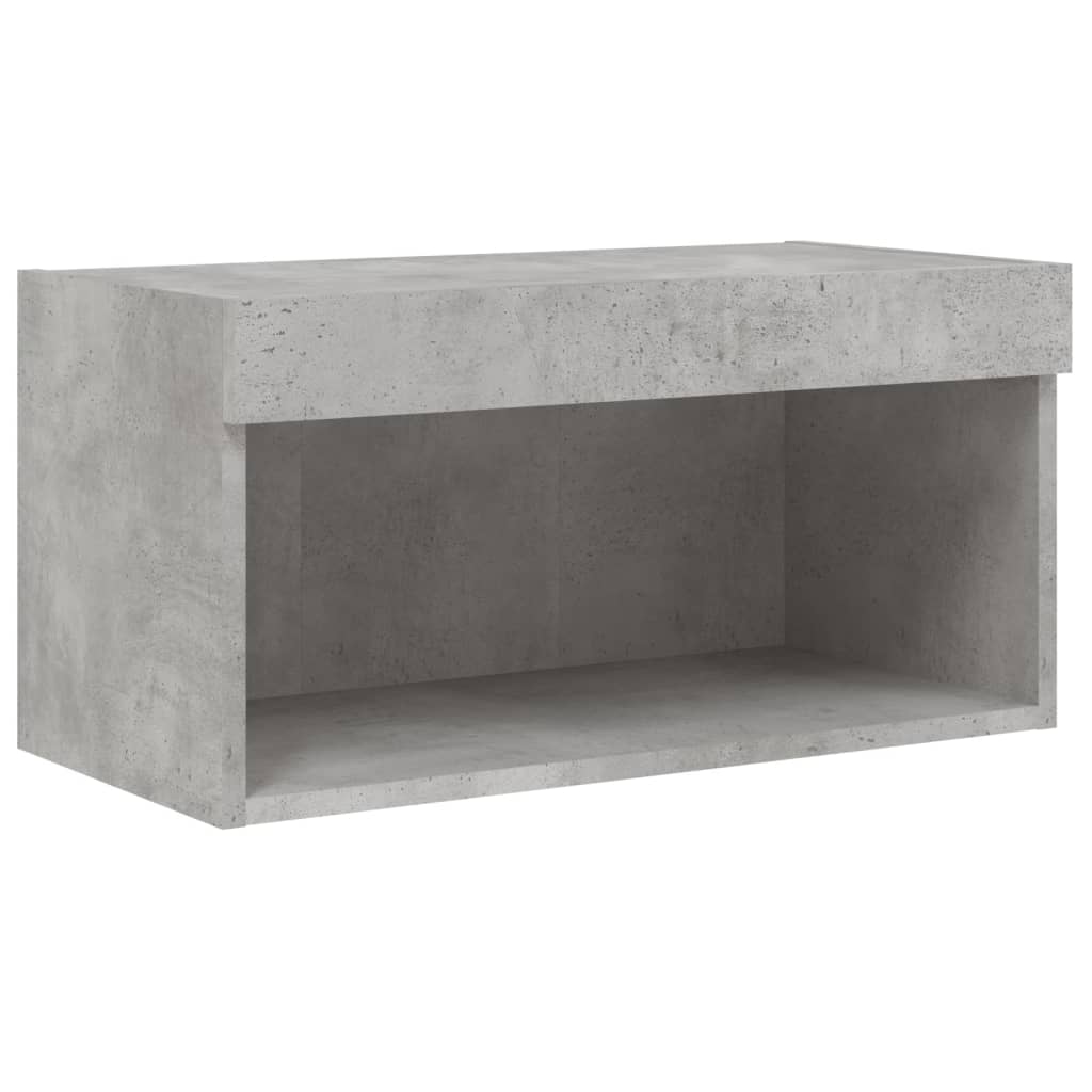 Comodă TV cu lumini LED, gri beton, 60x30x30 cm - Lando