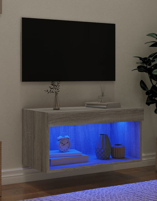 Încărcați imaginea în vizualizatorul Galerie, Comodă TV cu lumini LED, gri sonoma, 60x30x30 cm - Lando
