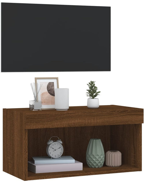 Încărcați imaginea în vizualizatorul Galerie, Comodă TV cu lumini LED, stejar maro, 60x30x30 cm - Lando
