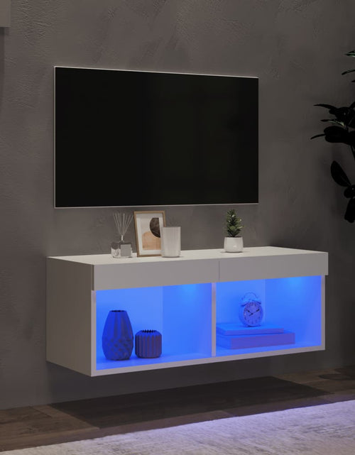 Încărcați imaginea în vizualizatorul Galerie, Comodă TV cu lumini LED, alb, 80x30x30 cm - Lando
