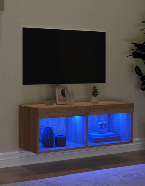 Încărcați imaginea în vizualizatorul Galerie, Comodă TV cu lumini LED, stejar sonoma, 80x30x30 cm - Lando
