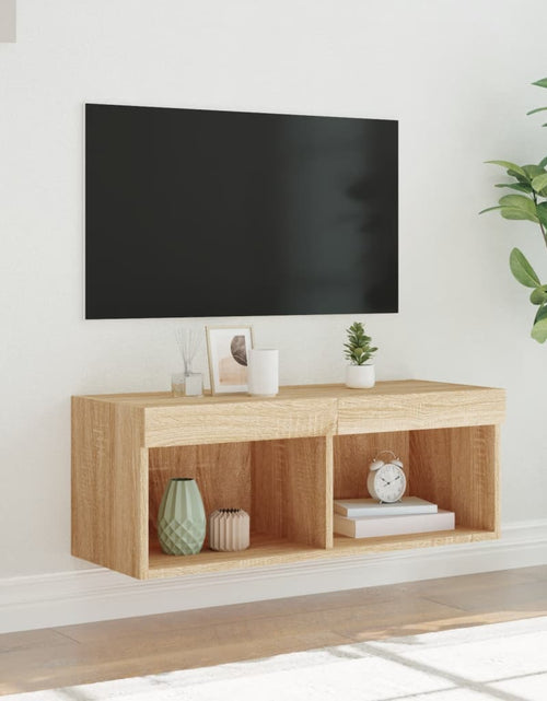 Încărcați imaginea în vizualizatorul Galerie, Comodă TV cu lumini LED, stejar sonoma, 80x30x30 cm - Lando
