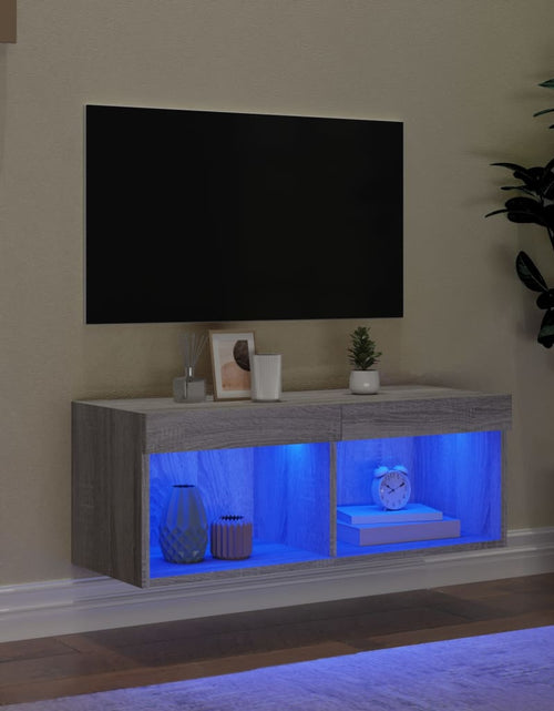 Загрузите изображение в средство просмотра галереи, Comodă TV cu lumini LED, gri sonoma, 80x30x30 cm - Lando
