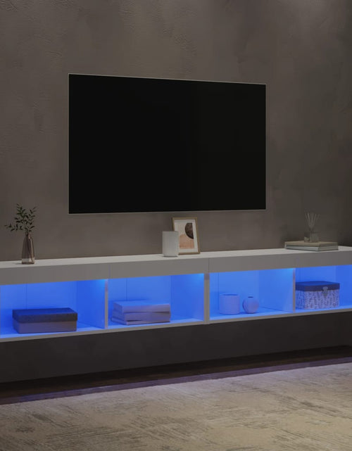 Загрузите изображение в средство просмотра галереи, Comode TV cu lumini LED, 2 buc., alb, 100x30x30 cm - Lando
