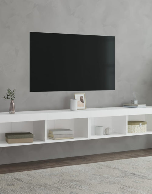 Загрузите изображение в средство просмотра галереи, Comode TV cu lumini LED, 2 buc., alb, 100x30x30 cm - Lando
