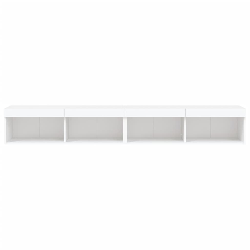 Comode TV cu lumini LED, 2 buc., alb, 100x30x30 cm - Lando