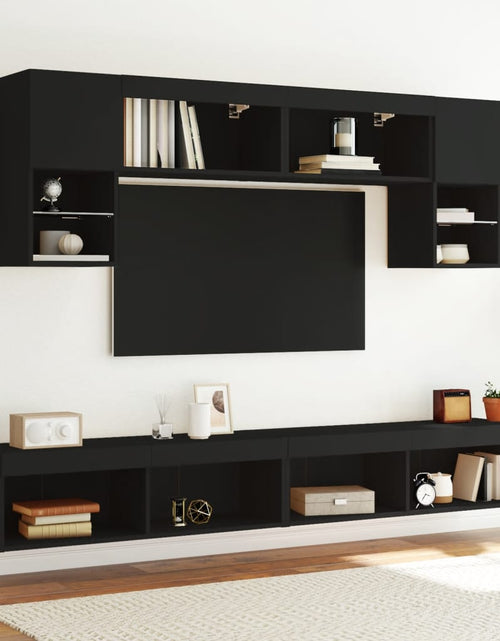 Загрузите изображение в средство просмотра галереи, Comode TV cu lumini LED, 2 buc., negru, 100x30x30 cm - Lando
