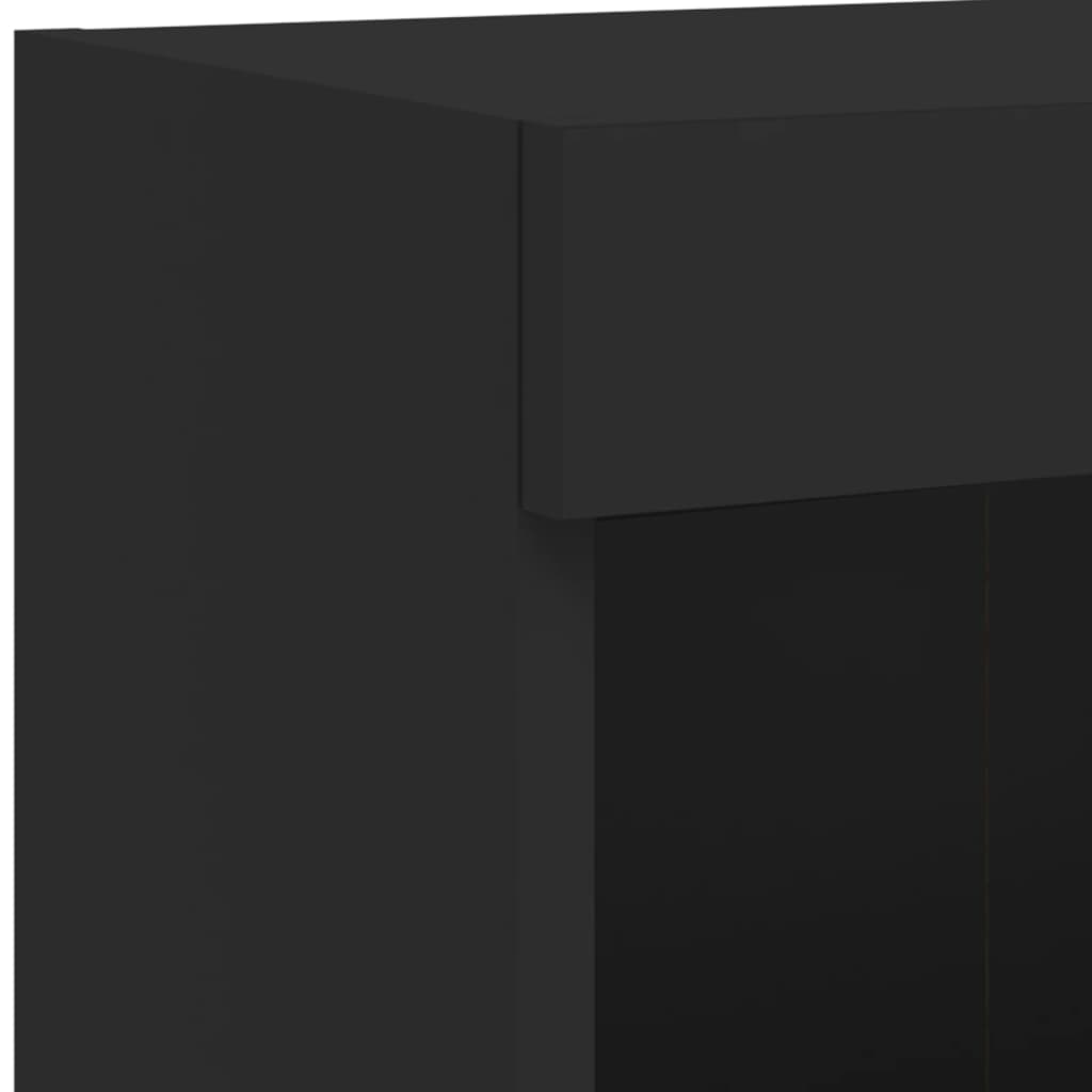 Comode TV cu lumini LED, 2 buc., negru, 100x30x30 cm - Lando