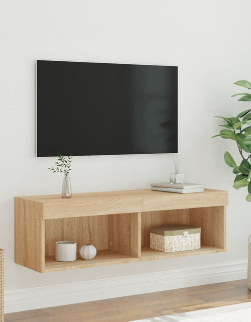 Încărcați imaginea în vizualizatorul Galerie, Comodă TV cu lumini LED, stejar sonoma, 100x30x30 cm - Lando
