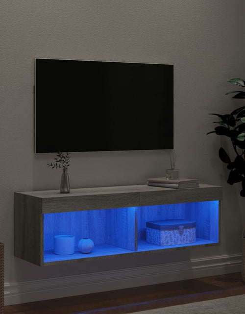 Загрузите изображение в средство просмотра галереи, Comodă TV cu lumini LED, gri sonoma, 100x30x30 cm - Lando
