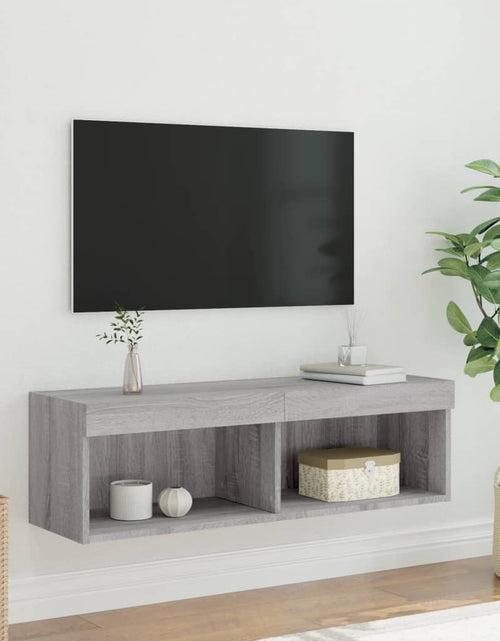 Încărcați imaginea în vizualizatorul Galerie, Comodă TV cu lumini LED, gri sonoma, 100x30x30 cm - Lando
