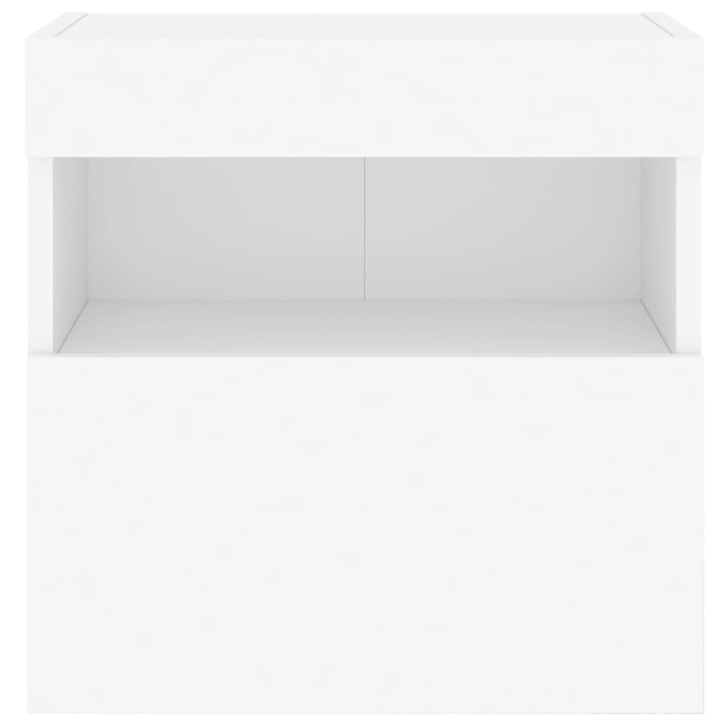 Comode TV de perete cu lumini LED, 2 buc., alb, 40x30x40 cm - Lando