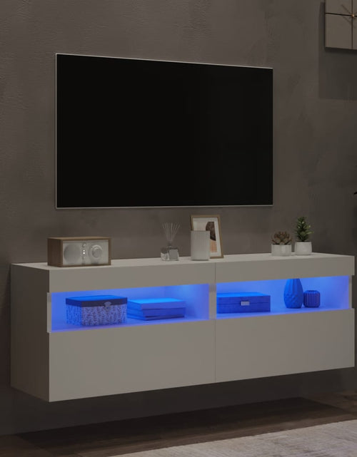 Загрузите изображение в средство просмотра галереи, Comode TV de perete cu lumini LED, 2 buc., alb, 60x30x40 cm - Lando
