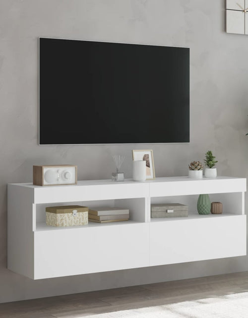 Загрузите изображение в средство просмотра галереи, Comode TV de perete cu lumini LED, 2 buc., alb, 60x30x40 cm - Lando
