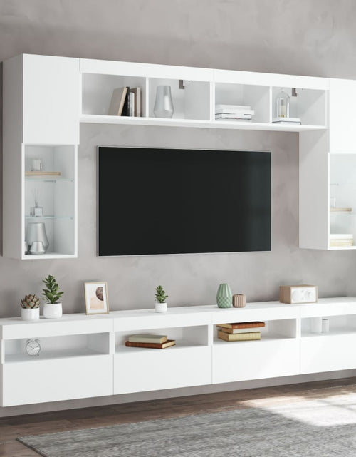 Încărcați imaginea în vizualizatorul Galerie, Comode TV de perete cu lumini LED, 2 buc., alb, 60x30x40 cm - Lando
