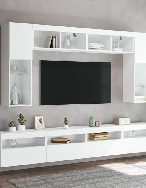 Загрузите изображение в средство просмотра галереи, Comode TV de perete cu lumini LED, 2 buc., alb, 60x30x40 cm - Lando
