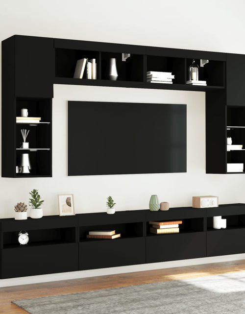 Загрузите изображение в средство просмотра галереи, Comodă TV de perete cu lumini LED, negru, 60x30x40 cm - Lando
