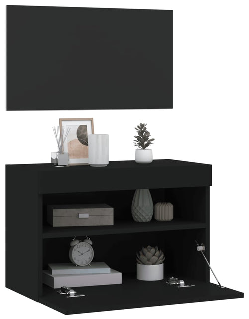 Încărcați imaginea în vizualizatorul Galerie, Comodă TV de perete cu lumini LED, negru, 60x30x40 cm - Lando
