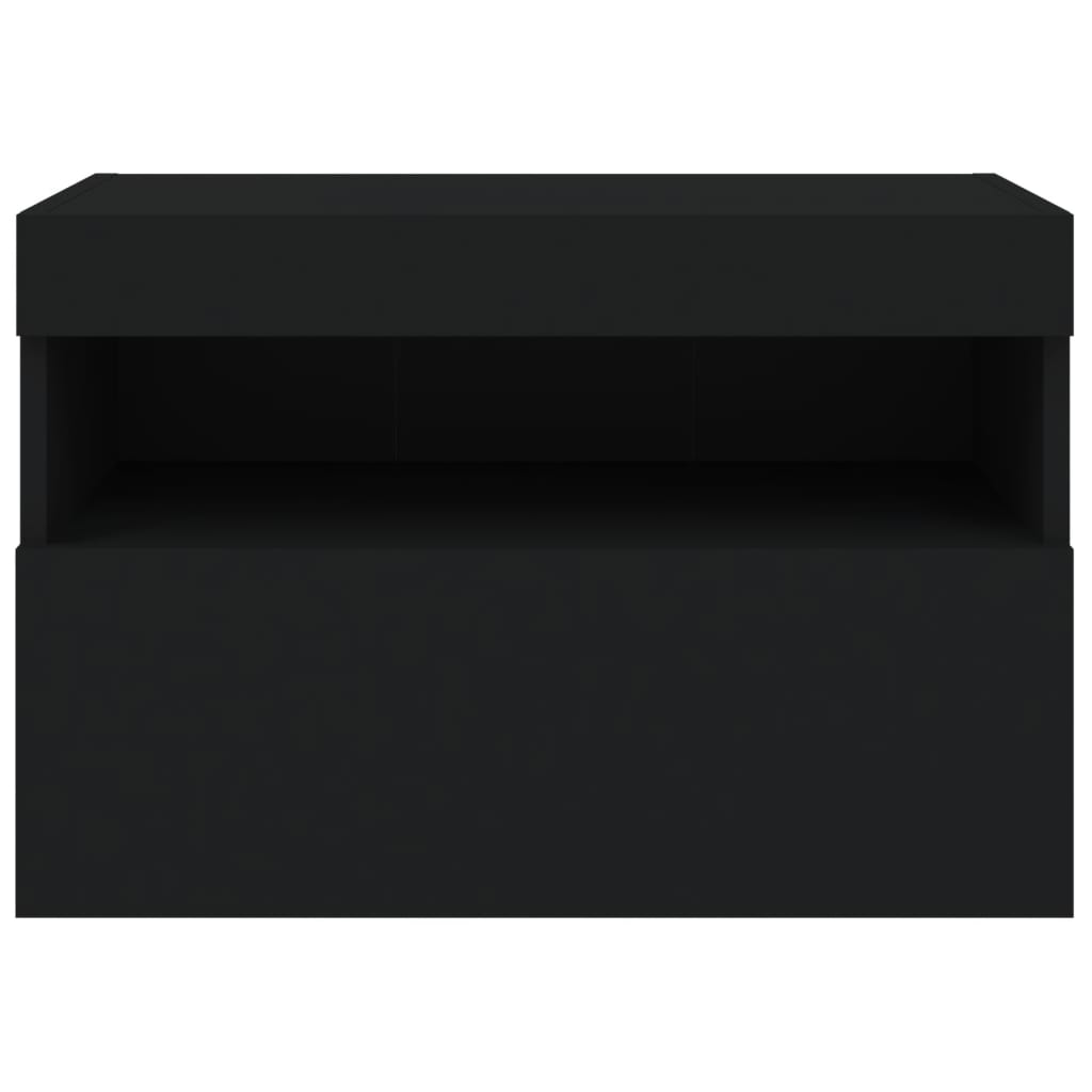 Comodă TV de perete cu lumini LED, negru, 60x30x40 cm - Lando