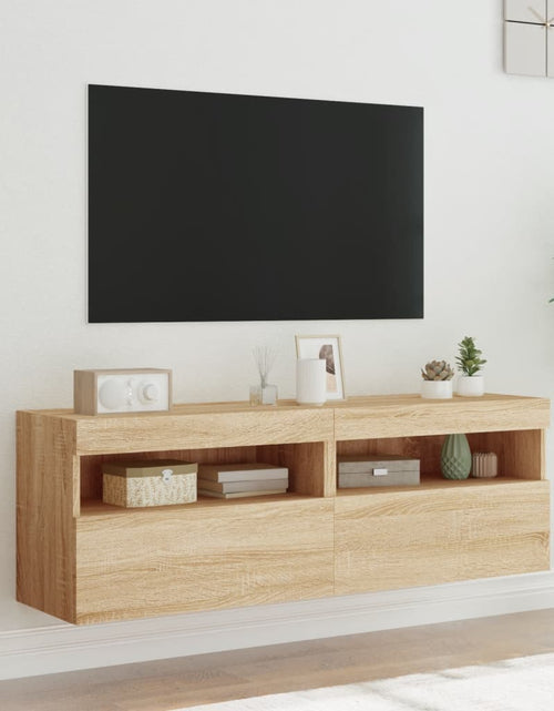 Загрузите изображение в средство просмотра галереи, Comodă TV de perete cu LED, 2 buc. stejar sonoma, 60x30x40 cm - Lando
