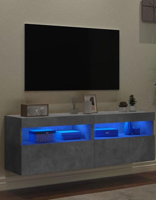 Загрузите изображение в средство просмотра галереи, Comode TV de perete cu lumini LED 2 buc. gri beton 60x30x40 cm - Lando
