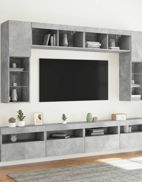 Загрузите изображение в средство просмотра галереи, Comode TV de perete cu lumini LED 2 buc. gri beton 60x30x40 cm - Lando
