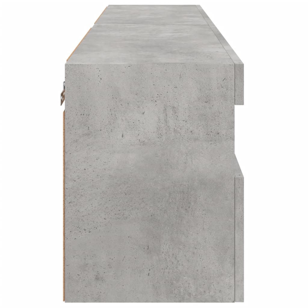 Comode TV de perete cu lumini LED 2 buc. gri beton 60x30x40 cm - Lando