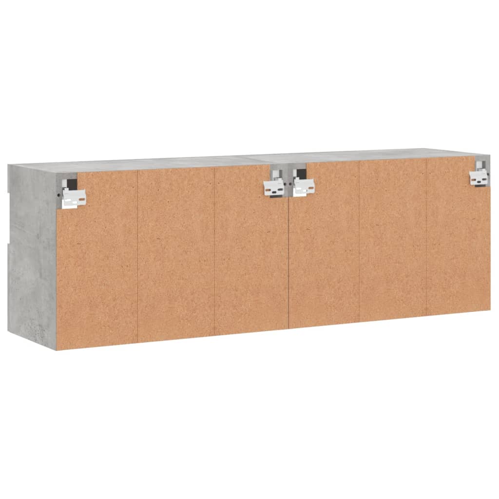 Comode TV de perete cu lumini LED 2 buc. gri beton 60x30x40 cm - Lando