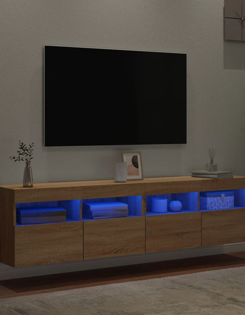Încărcați imaginea în vizualizatorul Galerie, Comodă TV de perete cu LED, 2 buc. stejar sonoma, 80x30x40 cm - Lando
