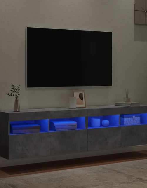 Încărcați imaginea în vizualizatorul Galerie, Comode TV de perete cu lumini LED 2 buc. gri beton 80x30x40 cm - Lando
