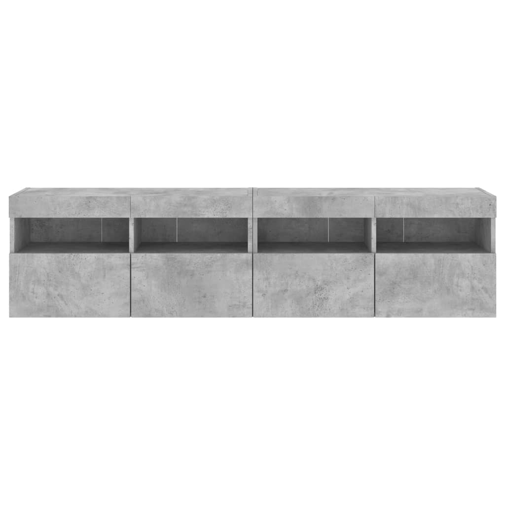 Comode TV de perete cu lumini LED 2 buc. gri beton 80x30x40 cm - Lando