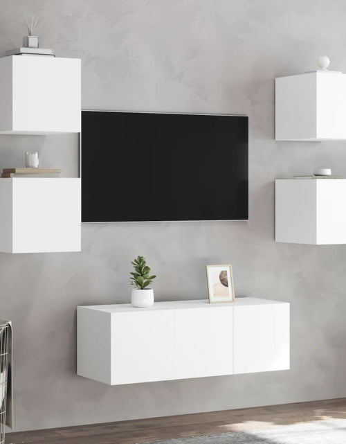 Încărcați imaginea în vizualizatorul Galerie, Comode TV de perete cu lumini LED, 2 buc., alb, 30,5x35x30 cm - Lando
